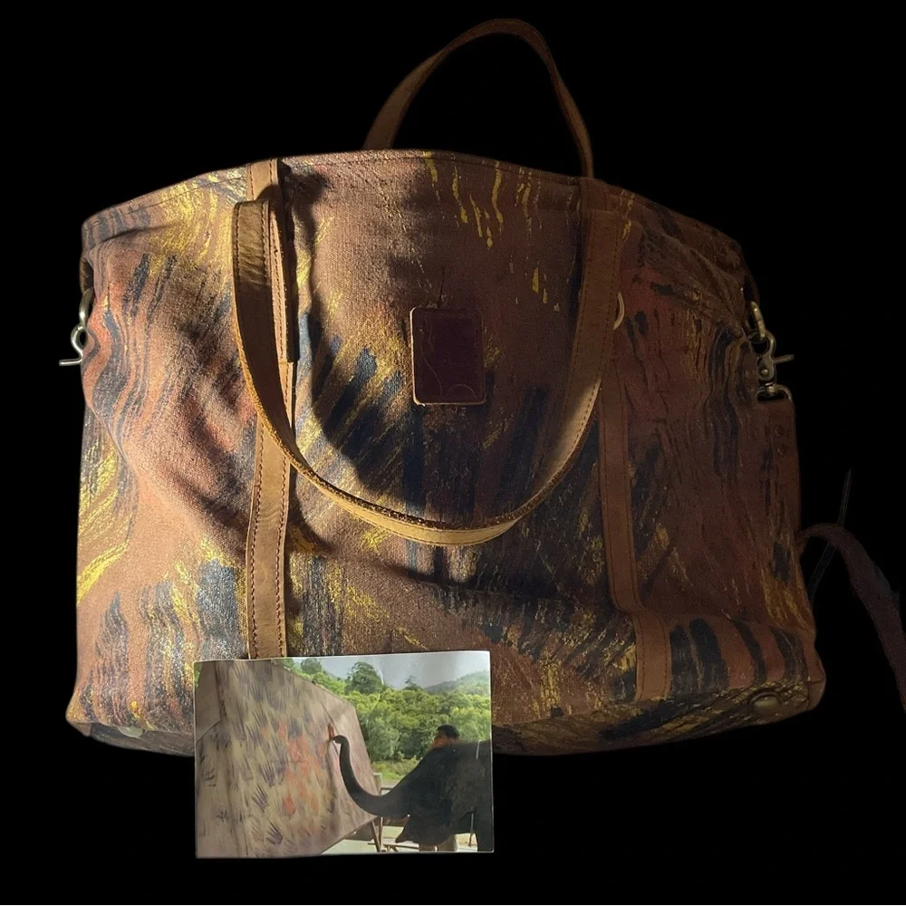 Brown and Black Abstract Tote Bag - Picture 3 of 6